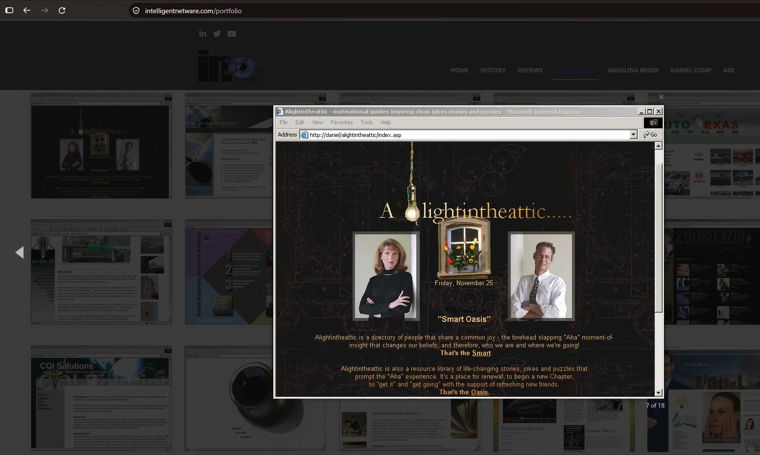 alightintheattic.com home page, "Smart Oasis," in our portfolio gallery (undated, likely around 2005)